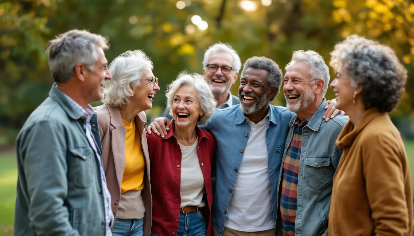 Group of members laughing together outdoors